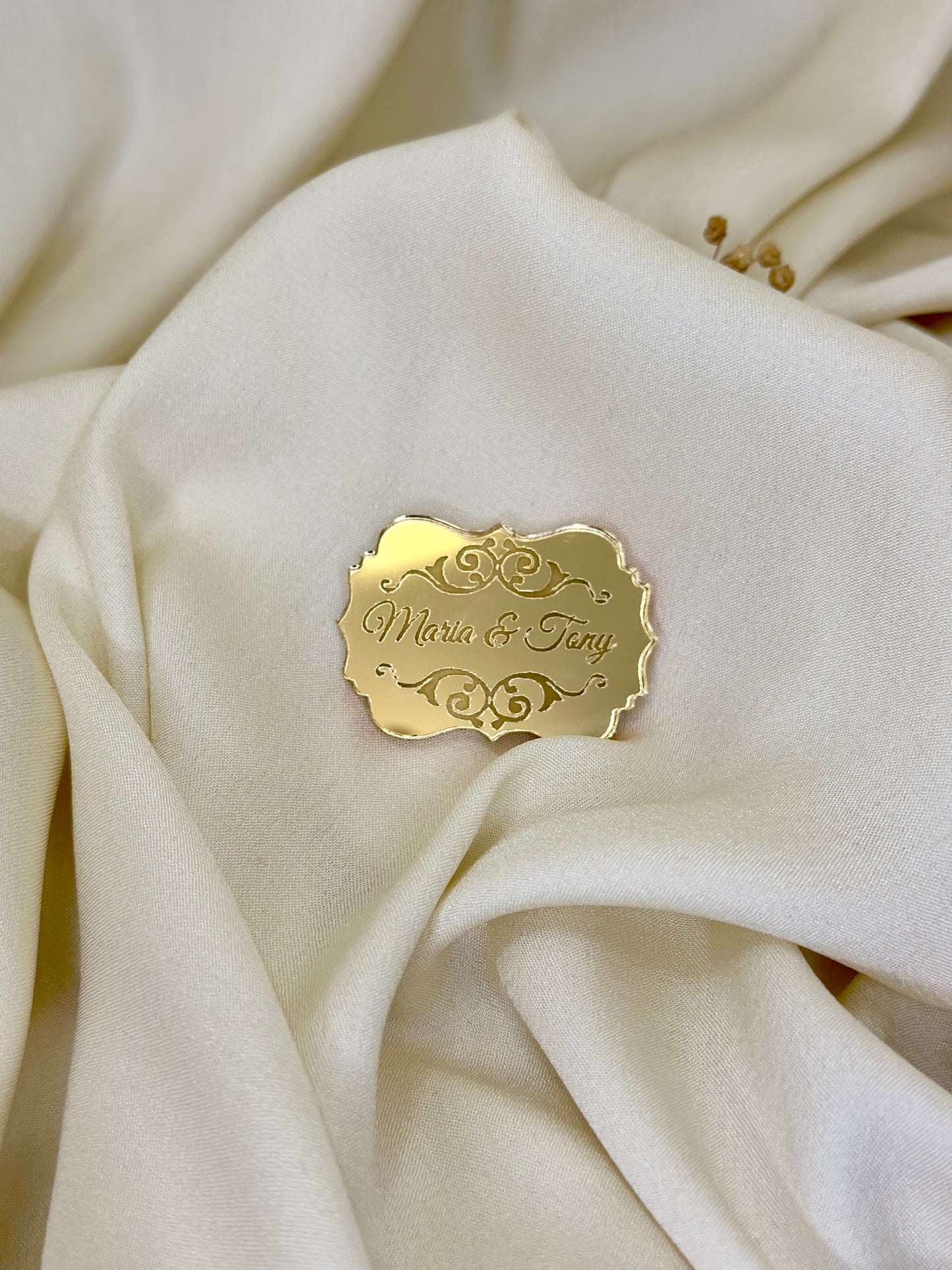 Etiquette plexi Maria or ou argent